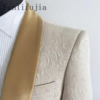 Traje De Boda Para Hombre Fanlifujia Diseño Italiano 2024 Chaqueta De Tuxedo De Encaje De Jerez 2 Piezas Adecuado Para Novio - details 4