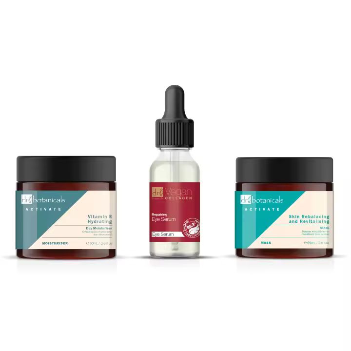 Dr Botanicals Mascarilla Reequilibrante y Revitalizante + Hidratante de Día Vitamina E + Suero Reparador de Colágeno Vegano para Ojos - 1