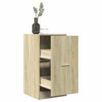vidaXL Armario botiquín madera de ingeniería 40x41x77,5 cm en color Blanco/Marrón roble/Roble ahumado y más | almacenamiento funcional diseño moderno para baño dormitorio sala - details 3