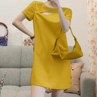 VONDA Vestido Mini De Verano Para Mujer En Color Sólido Estilo Casual Cuello Redondo Manga Corta Vestidos A-Line Fiesta - details 4