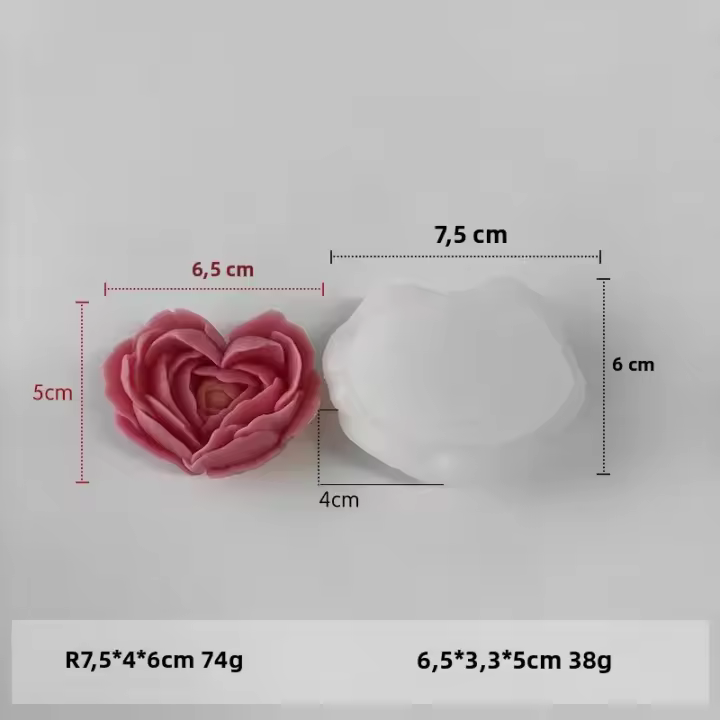Molde De Silicona En Forma De Corazón De Rosa Romántica Para Velas Resina Y Chocolate Mold De Flor De Amor Para Decoración De Pasteles De Boda Día Del Amor - 1