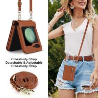 Z Flip 5 Funda, funda de cremallera crossbody para Samsung Z Flip 5 con titular de la tarjeta de oro rosa - details 1