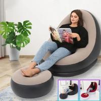 Sofá Perezoso 2-en-1 Con Taburete Y Cama Reclinable Inflable Para Exteriores Para Camping Y RV Con Almohadilla De Pies Plegable Y Manta De Tatami Incluida - details 0