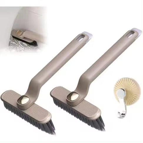 Cepillo de limpieza de grietas giratorio multifunción, cepillos de limpieza para el hogar con rotación de 360 grados, sin esquinas muertas, herramienta de cepillo para grietas de cerdas duras para baño, hogar, cocina (2 piezas-caqui) - 1