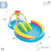 Piscina hinchable infantil INTEX Juegos con Arco Iris con tobogán, para mayores de 2 años, capacidad de 168-206L, base acolchada, medidas 191x295x109cm, incluye parche de reparación - details 3