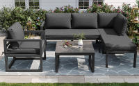 Juego de muebles de Jardín de Cuerda, juego de muebles de Jardín, sofá esquinero de Armado de Hierro galvanizado, Pata regulables, incl. Todos Los cojines de asiento y respaldo, Gris - details 3
