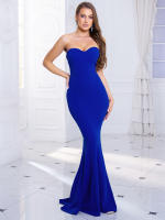 Vestido De Noche Largo Sin Mangas Y Espalda Descubierta Ajustado Hasta El Suelo Para Bodas Y Fiestas De Compromiso Rojo Azul - details 3