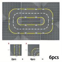 Bloques De Construcción Grandes Para Niños Baseplate De Calle Ciudad 7.51in X 7.51in Partículas Rectas Y Curvas Juguetes Educativos - details 0