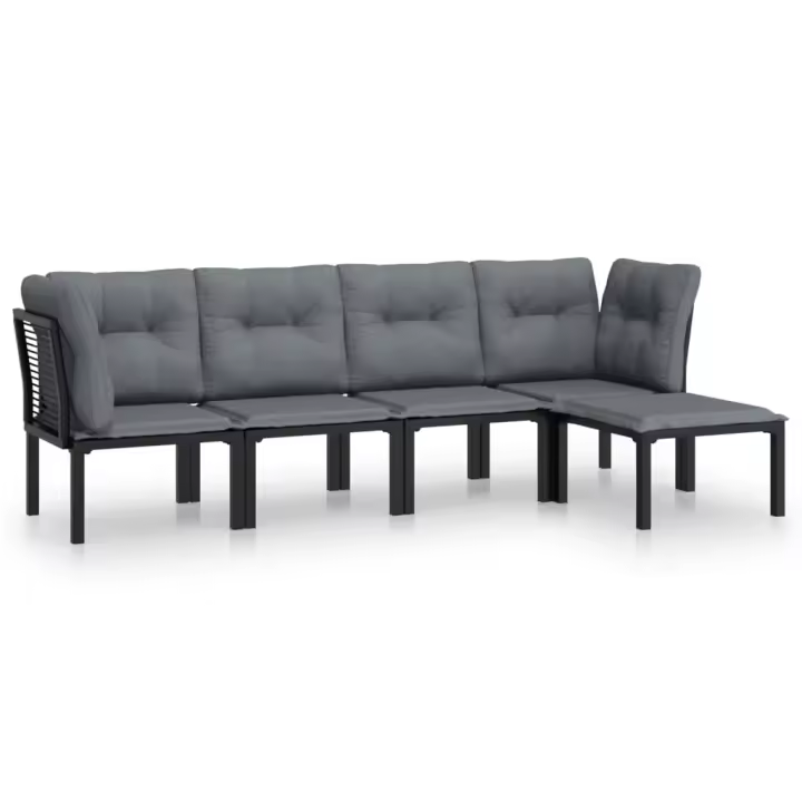 vidaXL Juego de muebles de jardín 5 pzas ratán sintético negro y gris - 1