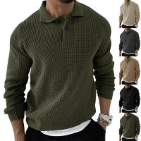 Camisa De Lana Tejida Para Hombre Otoño Invierno Estilo Casual Color Sólido Alta Elasticidad Transpirable Cuello En V Manga Larga Tops - details 2