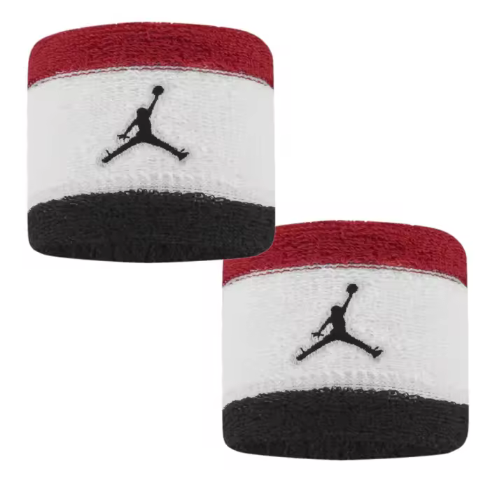 Muñequeras Jordan Wristbands P-2 Terry Negro Blanco Rojo J1004300667Os - 1
