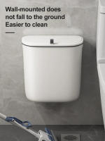Basurero De Baño Colgante Con Tapa Resistente Al Agua Para Pared Ecológico De ABS Tamaño Delgado Para Inodoro 7/9L - details 2