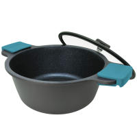 ARCOS Thera - Cacerola con Tapa (24 cm) - Aluminio Fundido - Recubrimiento Antiadherente - Tapa Cristal - Asas Silicona Azul - details 0
