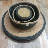 ANIMS - Conjunto de yute para mesa compuesto por 6 manteles individuales, 6 posavasos y 2 cestas  - Elegante y práctico juego para vestir tu mesa. Disponible en verde menta y gris oscuro - details 0