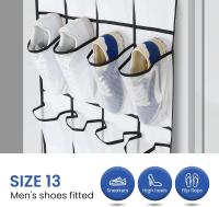 Organizador de zapatos colgante para puerta con 24 bolsillos grandes, de malla, para hombres y mujeres, color blanco - details 1