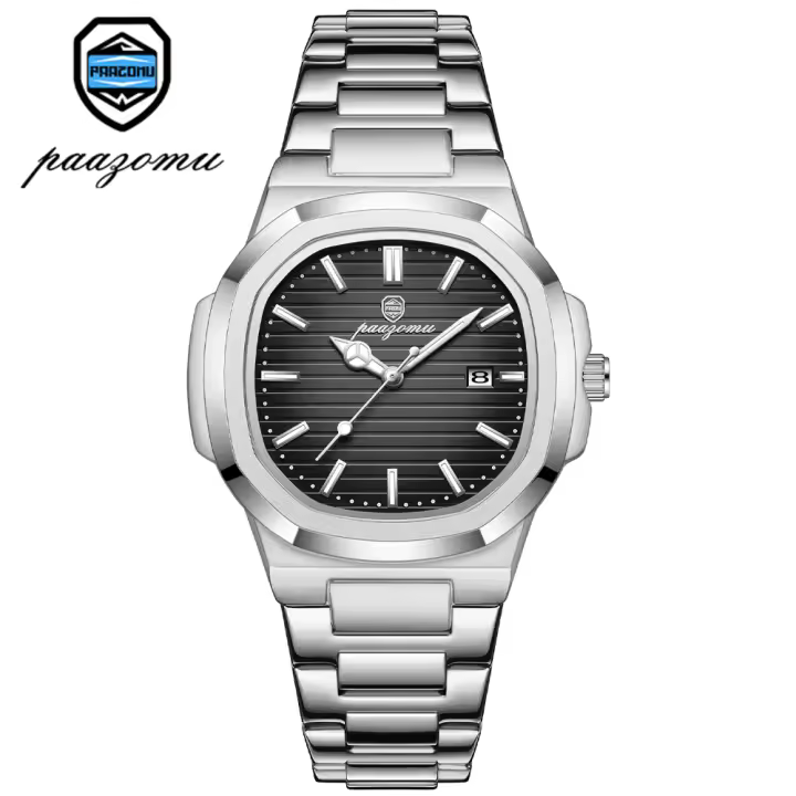 Reloj De Pulsera Para Hombre PAAZOMU Lujo Resistente Al Agua Luminoso Cronógrafo Acero Inoxidable Reloj De Cuarzo Para Hombres - 1