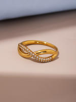 Encanto Anillos color de circón para mujer, anillo de dedo ajustable de Color dorado de acero inoxidable, regalo de joyería de Navidad para boda y compromiso , anillo para dedo índice, moda exquisita, ajustable, elegante, joyería para banquete para mujer - details 3