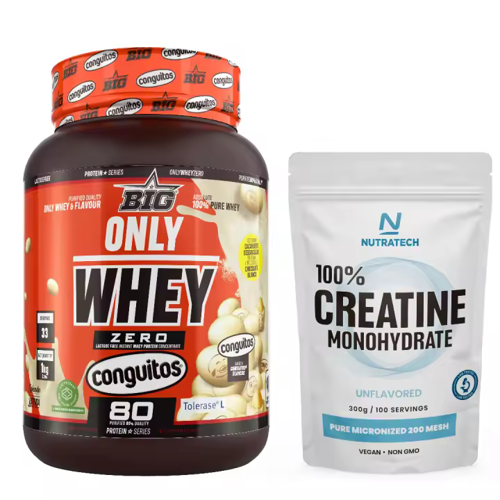 ONLY WHEY (1KG)  Conguitos Blanco + creatina 300gr Baja en lactosa  Baja en azúcares  Calidad garantizada  Deliciosa  Nutritiva - 1