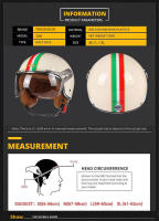 Casco De Motocicleta Vintage TT&COCASCOS Con Visera 3/4 Abierto Retro Para Scooter Y Moto Abs Material Hombre Peso 1kg - details 4