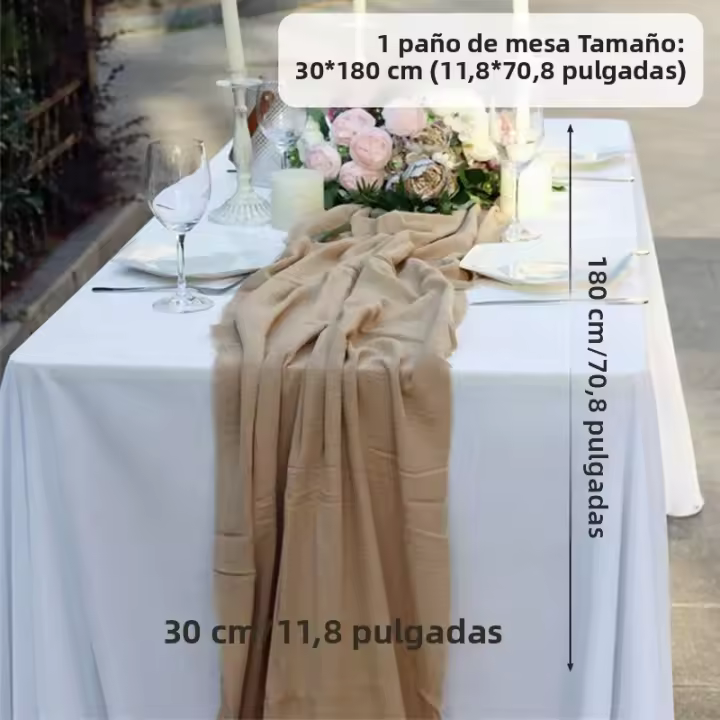 Mantelero De Lino Y Algodón 30x180cm Decoración Bohemia Rustica Para Boda Y Fiesta Hogar Algodón Puro Ligero Y Aireado - 1