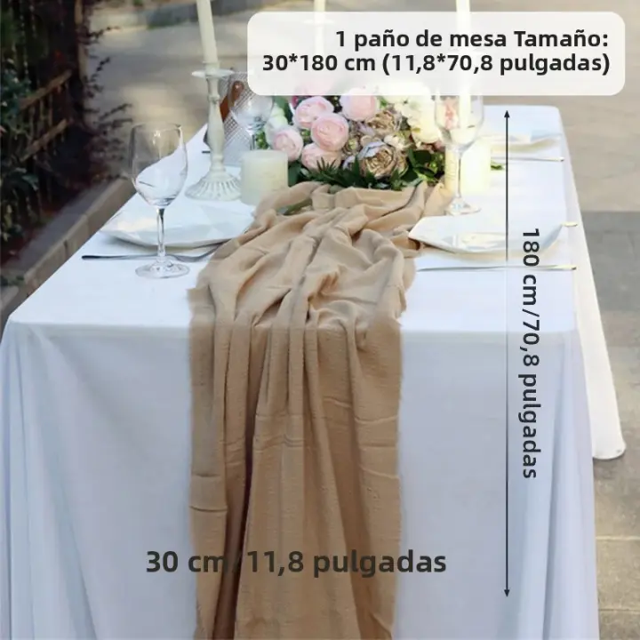 Mantelero De Lino Y Algodón 30x180cm Decoración Bohemia Rustica Para Boda Y Fiesta Hogar Algodón Puro Ligero Y Aireado - 1