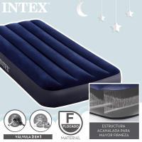 Intex Cama Colchon hinchable  76X191X25CM Altura 25 cm, Colchon hinchable Intex premium,Cama de aire inflable para camping Color Azul oficial y original calidad de confianza - details 3