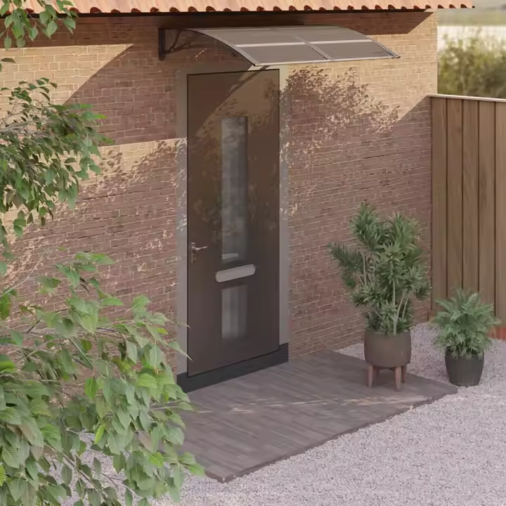 vidaXL Marquesina de puerta policarbonato negro 150x100 cm - 1