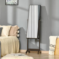 HOMCOM Espejo Joyero de Pie Armario de Joyería con 4 Ángulos Ajustables Cerradura Magnética Organizador de Joyas con Estantes Ranuras para Pendientes Anillos Collares 46x36,5x151,5 cm - details 2