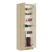 Meimon Armario MULTIUSOS 2 puertas color Roble Canadian con 5 estantes regulables, interior blanco, tiradores ABS gris aluminio, estructura en melamina TIPO E1, bisagras y soportes metálicos, medidas 180x59x37 cm - details 3