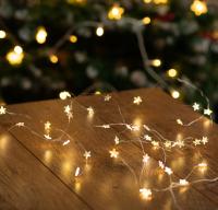 Luces De Navidad LED Para Interior 60LED Cadena De Estrellas Plateada Luz De Fairy Operadas Por Batería Para Bodas Y Navidad Decoración De Pared Y Cama - details 0