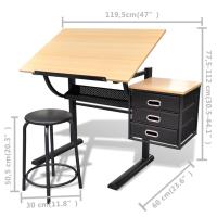 vidaXL Escritorio inclinable con tablero de dibujo y taburete mesa de dibujo - details 5