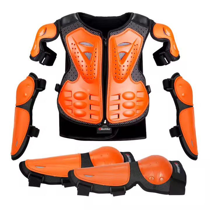 Chaleco De Armadura Para Niños Motocross Protección Contra Choques Chaqueta Armada Y Protección De Rodillas Tamaño Único Para Niños - 1