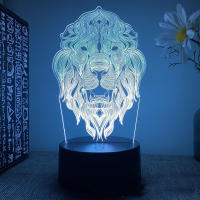 Luz Nocturna 3D Animal Gato León Rey Interruptor USB Toque Colorido 16 Colores Nueva Creativa Ambiental Regalo De Navidad - details 6