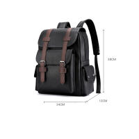 Mochila Grande Para Laptop 2023 Mochila De Hombro Suave Para Hombres Material Principal PU Cuero Negro Marrón Bolsa Escolar Para Adolescentes Y Jóvenes - details 0