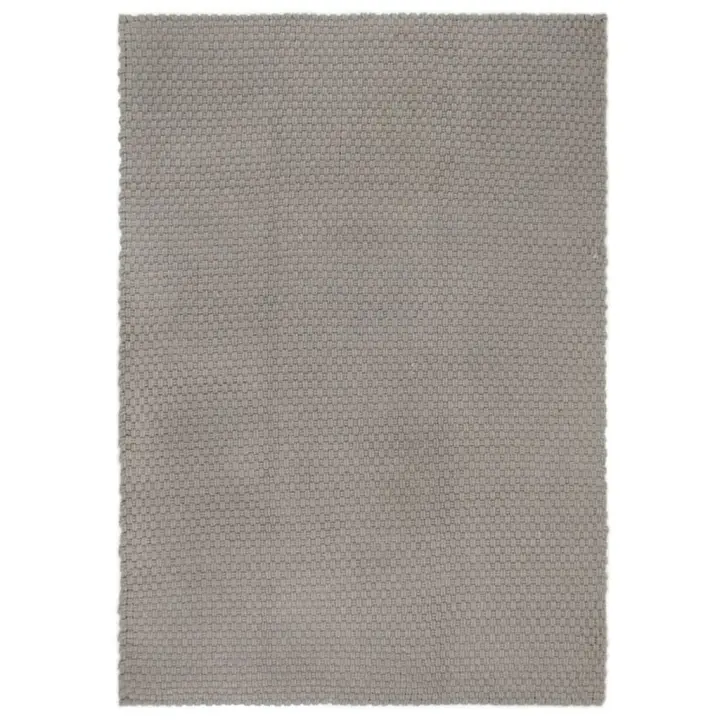 vidaXL Alfombra rectangular algodón gris 160x230 cm - 1
