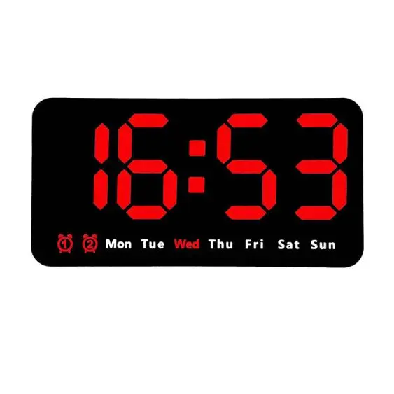 Reloj de pared digital LED, 12/24 horas, números grandes, pequeño y Silencioso, Blanco - 1