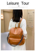 Mochila retro de gran capacidad y moda, bolso de hombro de cuero suave de doble propósito, mochila para mujer - details 11