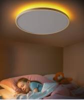 Lámpara techo ultraplana LED dorada, ideal para dormitorios y despachos. Con iluminación trasera ámbar, sirve como lámpara de noche. - details 4