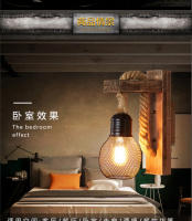 Lámpara De Pared Vintage De Henequén Con Enchufe Luz De Pared De Madera E27 Para Interior Y Exterior Estilo Industrial Sconce Lámpara De Noche Para Cama - details 6