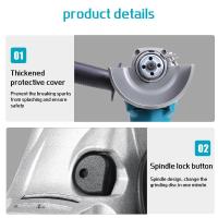 Amoladora angular eléctrica sin escobillas, herramienta eléctrica de 125mm, 4 velocidades, pulidora artesanal, para batería Makita de 18V, Enchufe de la UE - details 8