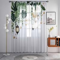 Valance De Ventana Decorativo Estilo Pastoral Con Patrón De Planta 2 Piezas Malla Translúcida Para Decoración De Sala De Estar Y Dormitorio - details 3