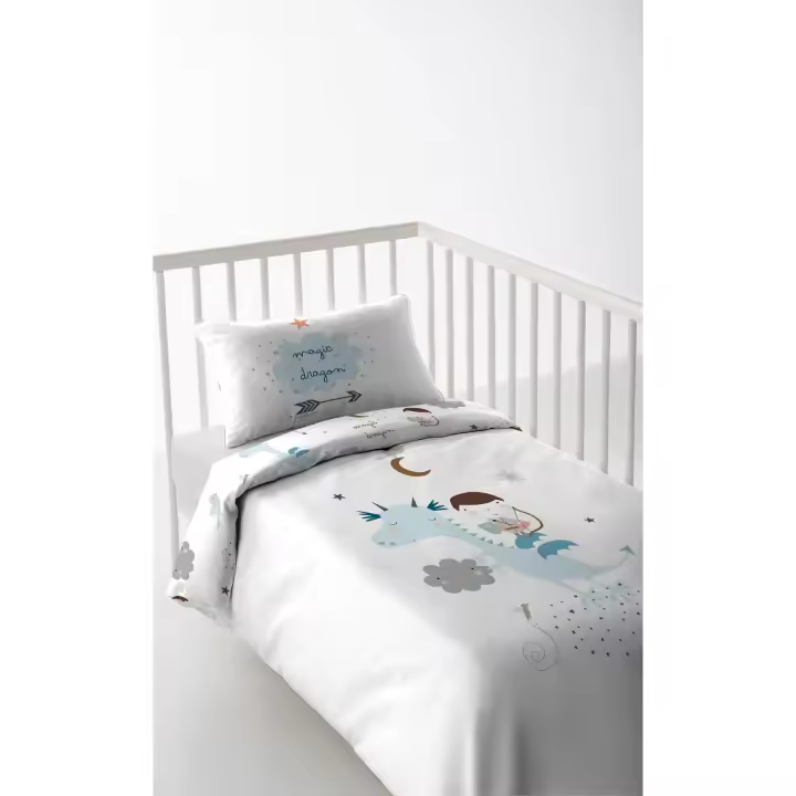 FUNDA NORDICA CUNA/MAXICUNA INFANTIL BEBÉ 100% ALGODÓN MAGIC DRAGON HACIENDO EL INDIO FABRICADO EN ESPAÑA - 1