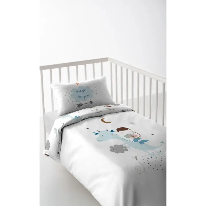 FUNDA NORDICA CUNA/MAXICUNA INFANTIL BEBÉ 100% ALGODÓN MAGIC DRAGON HACIENDO EL INDIO FABRICADO EN ESPAÑA - 1