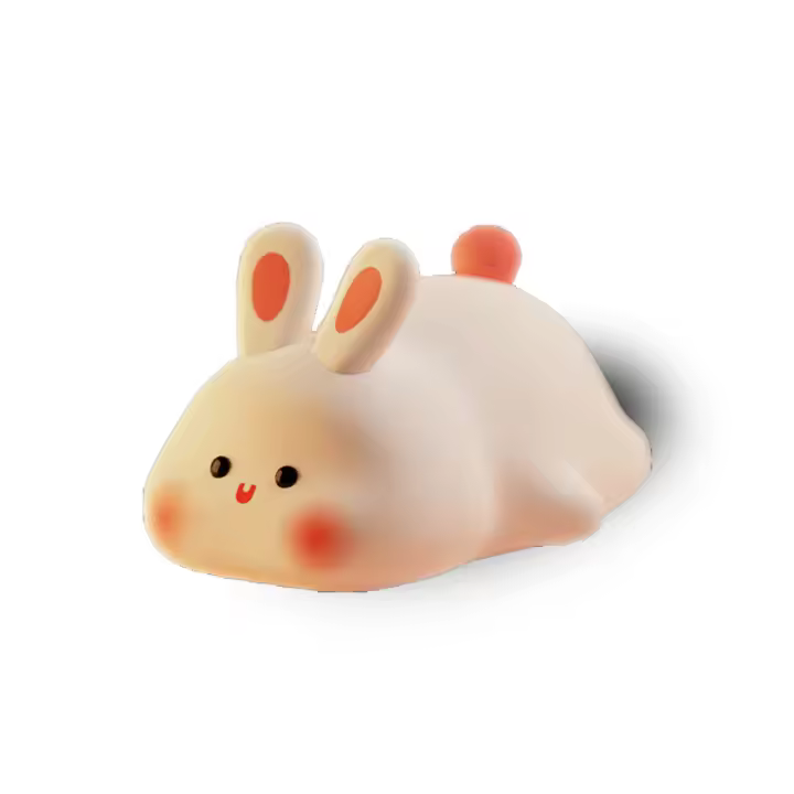 Lindo conejo niños luz de noche, lámpara de regalo para recién nacidos, niños pequeños, adolescentes, niños, USB recargable luz cálida, lámpara de silicona suave animal para dormitorio - 1