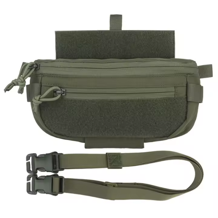 Bolsa De Hombro Compacta Para Cinturón Integrada Con Chaleco De Porta Placa Para Airsoft En MC Negro Verde De Rango Café - 1