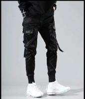 Pantalones De Jogger Harem Para Hombre En Color Negro Estilo Streetwear 2023 Pantalones Cargo Casual Con Bolsillos De Moda Oversize Para Verano - details 5