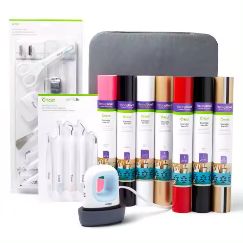 Cricut EasyPress Mini, Zen Blue + Everything Iron -On Bundle Azul, Blanco - 1