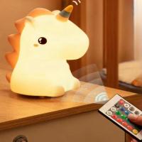 Lámpara De Noche Unicornio Con Control Remoto Para Dormitorio Luz LED De Animales Decoración Moderna Recargable Por USB - details 2
