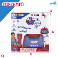 Bontempi - Micrófono de escenario inalámbrico, 37x80-105 cm, regulable en altura, con efectos luminosos y aplausos, 5 canciones pregrabadas, con soporte para móvil, 3 pilas AA no incluidas, juguete musical, juguetes musicales - details 6