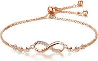 Piezas Infinity Symbol Pulsera para Mujer con Tobillo Pulsera con eslabón de Cadena con Brazalete Pulseras asociadas con Plata y Oro Rosa - details 1